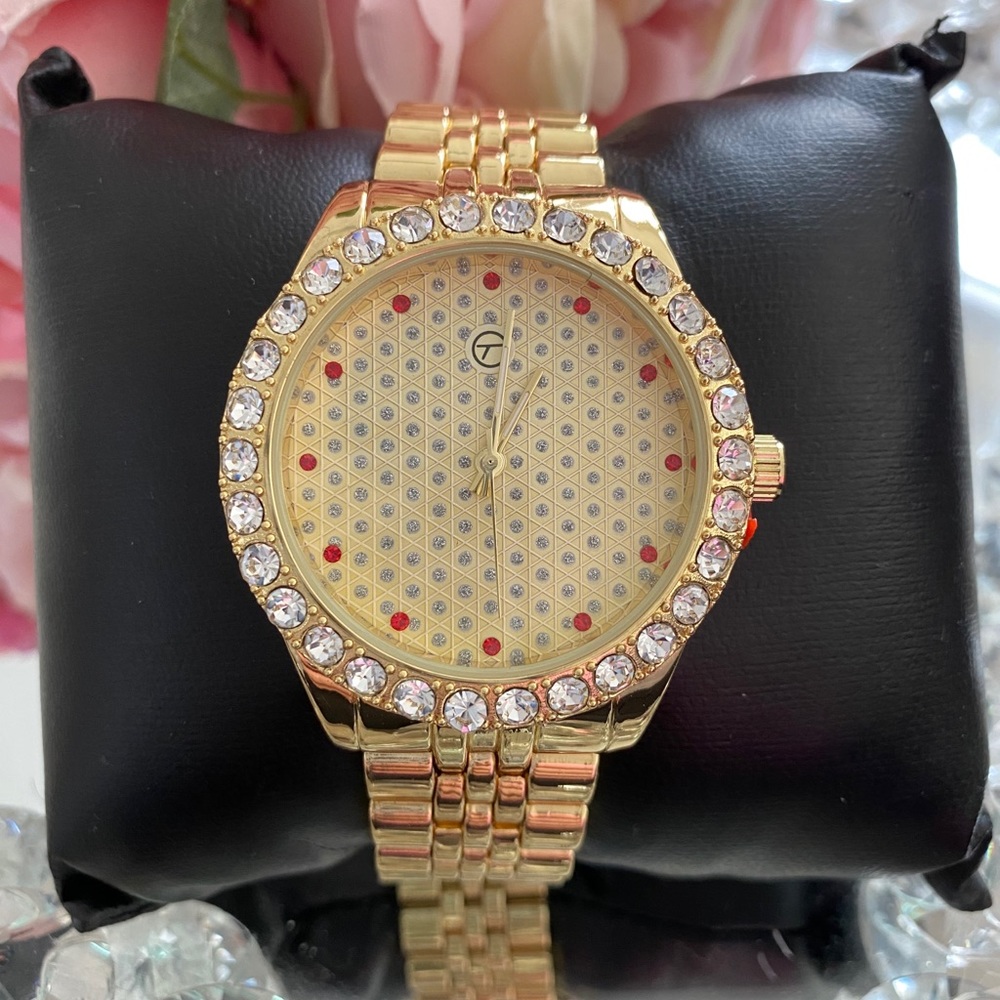 New gold red icy bling flashy shiny watch - Picture 2 of 4